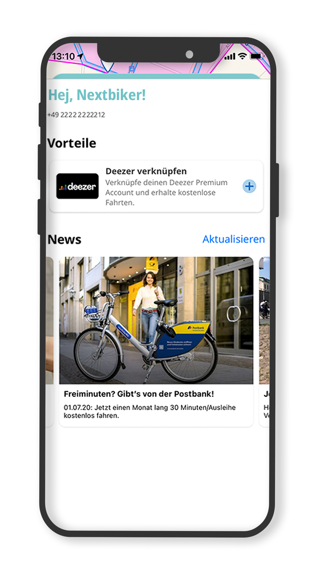 Postbank News in der nextbike App